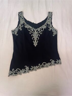 Vintage Black and Silver Beaded Asymmetrical Fairy Top